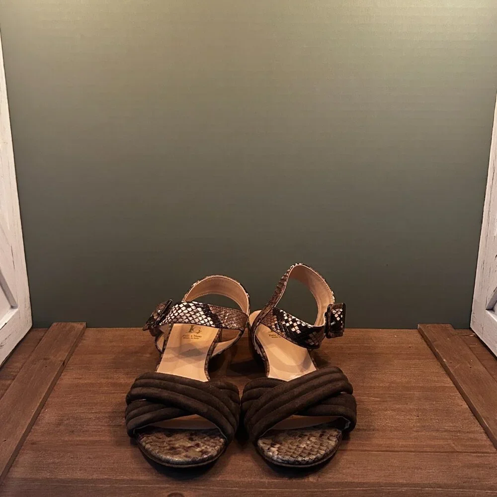 Luca Grossi Vera Cuoio Italian Animal Print Sandals Heels Size 40